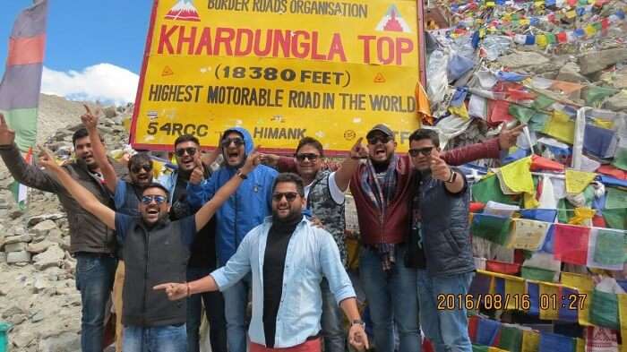 Sumit and his friends at Khardungla