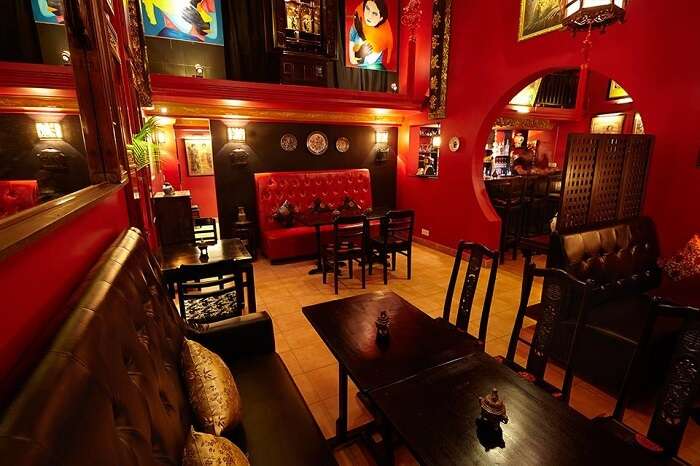 The plush interiors of Miss Wong Cocktail Bar in Cambodia