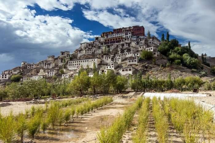 Thiksey Monastery atop a hill