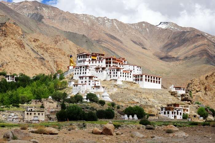 Likir Monastery tucked in mountains in Ladakh
