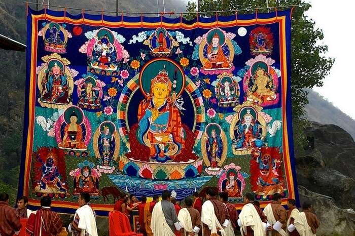 Ladakhis offering prayer to deities on the eve of Stok Guru Tsechu