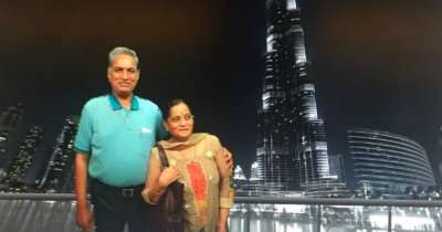 Anand and his wife on his trip to Dubai