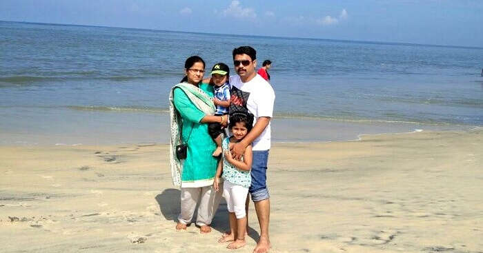 Subhakar with his family on a trip to Kerala