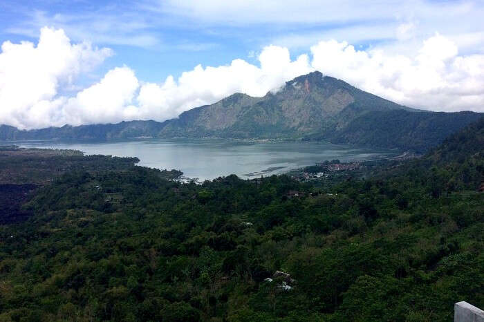 Mount Batur and batur lake in the foreground