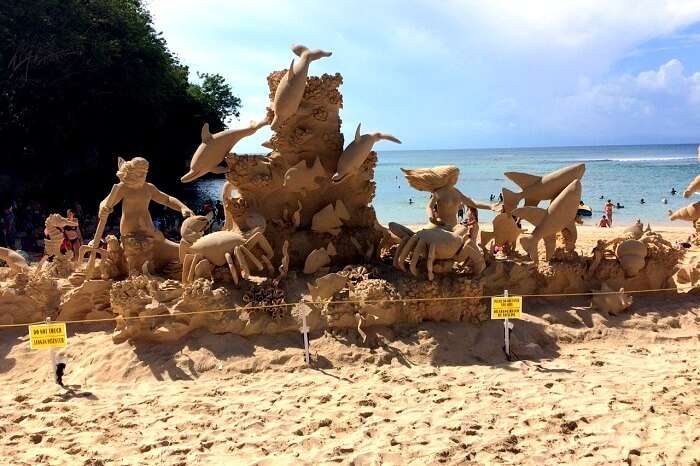 Wonderful artwork on a beach in Bali