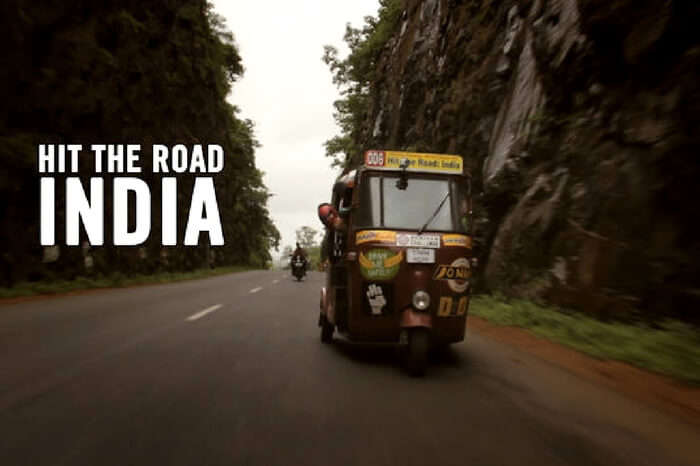 An autorickshaw in a still from the movie Hit the Road: India