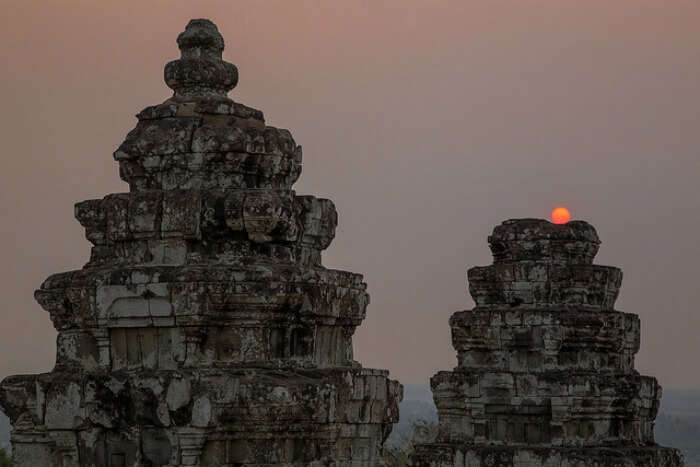 Temples in Cambodia during sunset
