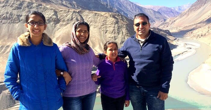 Manish with his family on a trip to Ladakh