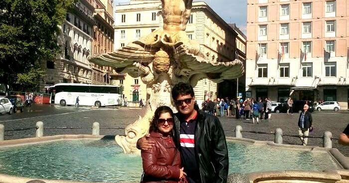 Sabyasachi and his wife during their trip to Europe