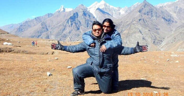 Tapan with his wife on a romantic trip to Himachal