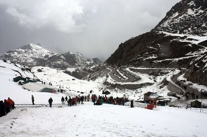 Snow-capped Nathula Pass in Sikkim