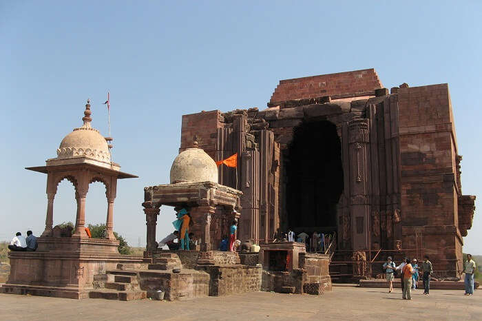 Tourists exploring the ancient Bhojpur Temple that is a highlight of the Bhopal tourism