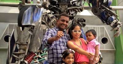 Govind with his family on a trip to Singapore