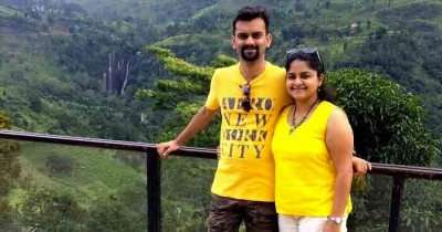Sandeep with his wife on a trip to Sri Lanka