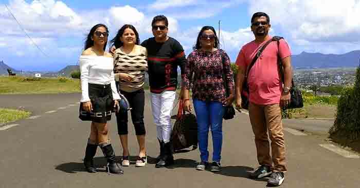 Sandeep with his family on a trip to Mauritius
