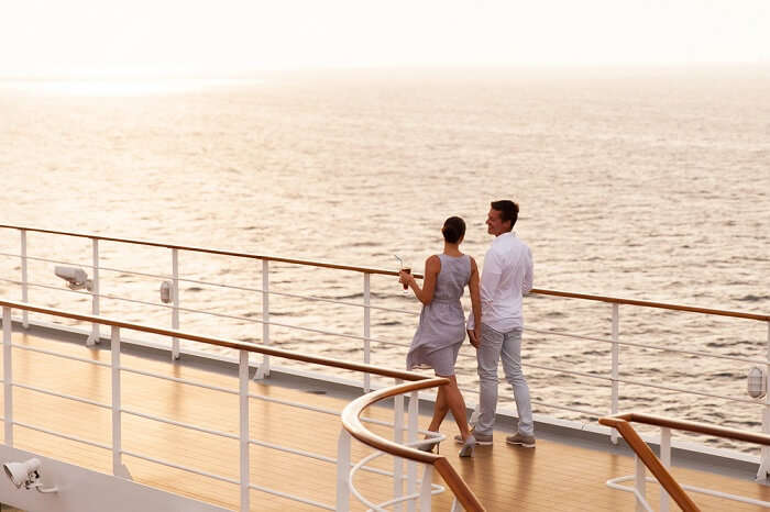 Couple cruising on a honeymoon