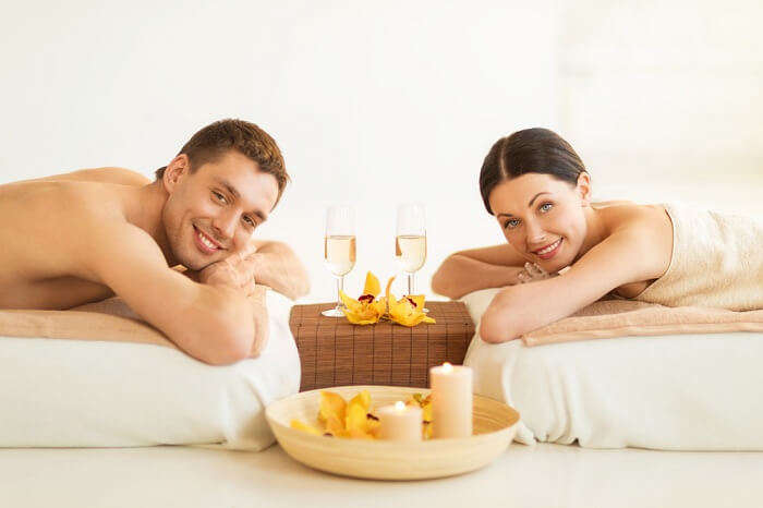 Couple's romantic spa massage