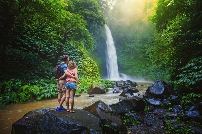 Couple admiring nature on honeymoon