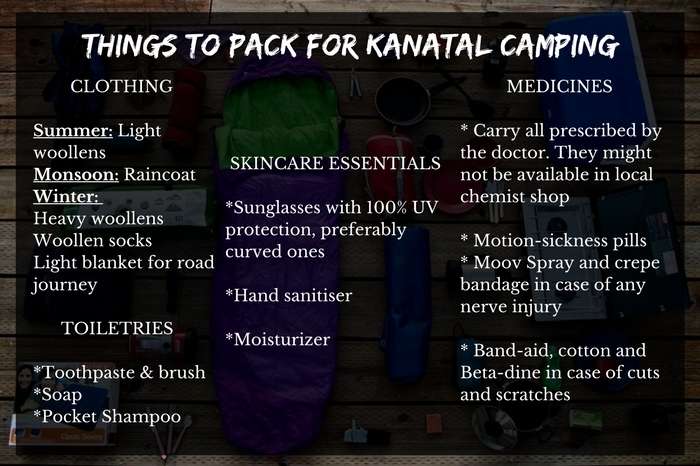 A list of things to pack for camping in Kanatal