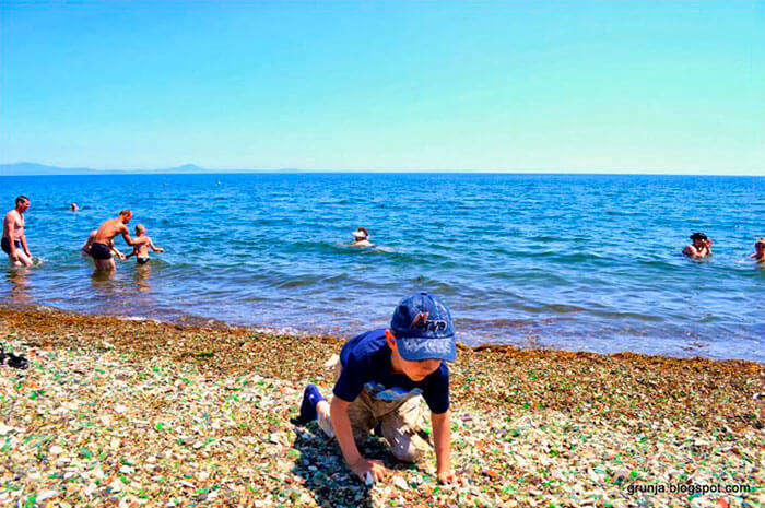 Collecting Colorful Pebbles on Glass Beach Russia