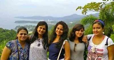 Ramya with her friends on their trip to Thailand