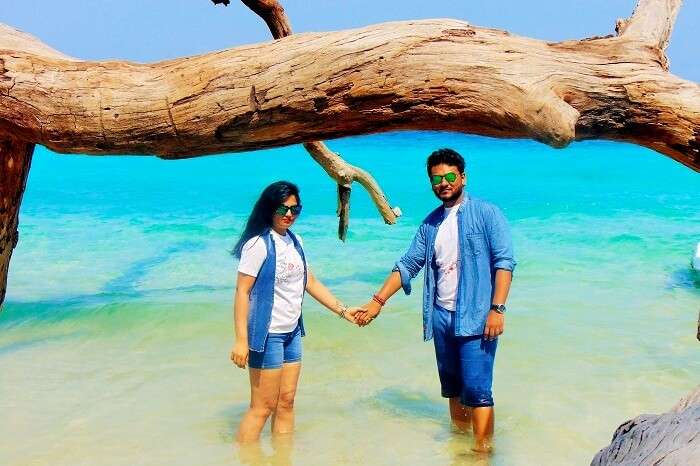 Honeymoon couple at the beach in Andaman