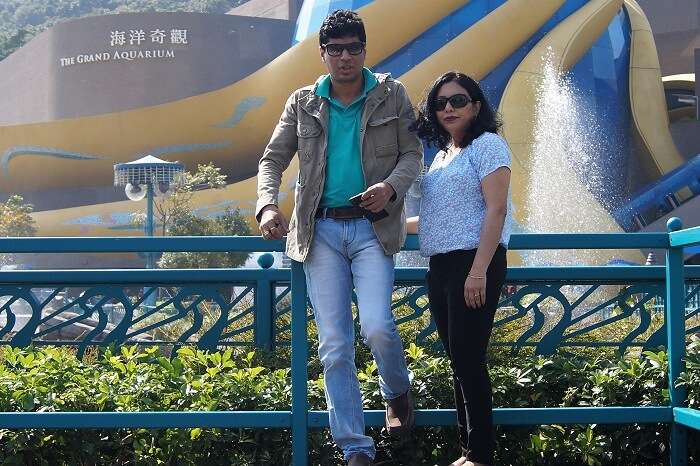 Sudip and his wife at the Ocean park 
