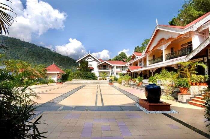 Orange Village Resort premises surrounded with clouds