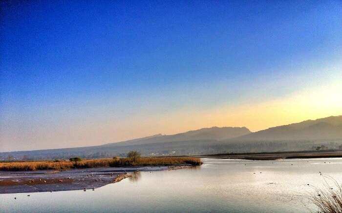 Mesmerising sunset at Asan Barrage, one of the top places to visit in Dehradun