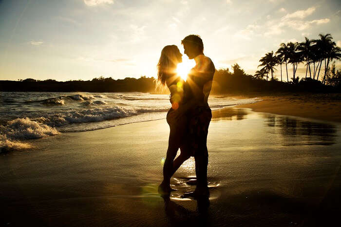 romantic couple at a beach