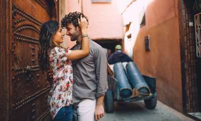 young couple in love at Marrakech