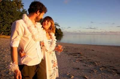 romantic couple on the beach in Bagan, Myanmar