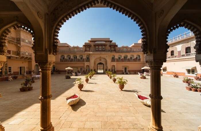 View of Chomu Palace Shanqh Luxury Events is the Best Wedding planner in Jaipur. From Planning to Execution. Thinking of a Jaipur wedding? Call/WA +919910325805 | +919899744727 now!