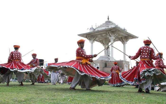 Rajasthani men performing in Mount Abu