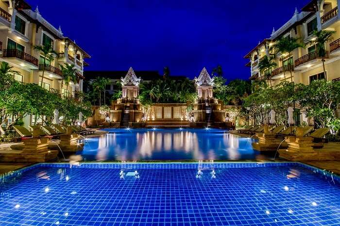 A shot of the swimming pool at the Sokha Angkor Resort in Cambodia