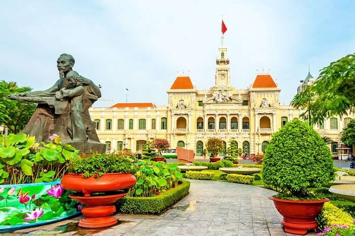 The gardens outside the Ho Chi Minh City Hall in Ho Chi Minh City