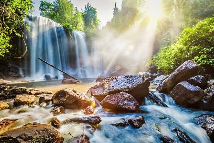 A beautiful shot of the Kulen Waterfall in Siem Reap