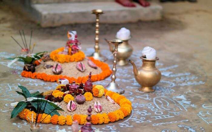 Decoration during Nabanna festival
