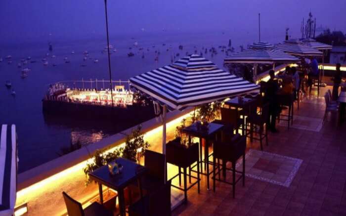 Night view of the one of the romantic restaurants in Mumbai 