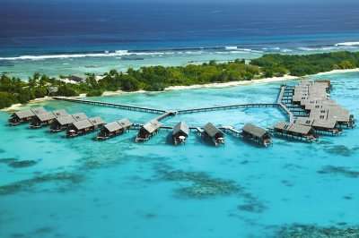 -An aerial view of the Shangri-La Villingili Resort Island and Spa in Maldives