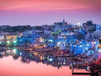 An evening shot of the water body in Ajmer region