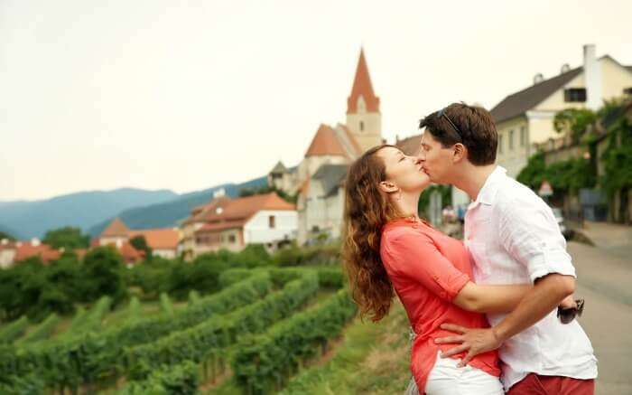 A couple in Austria on honeymoon