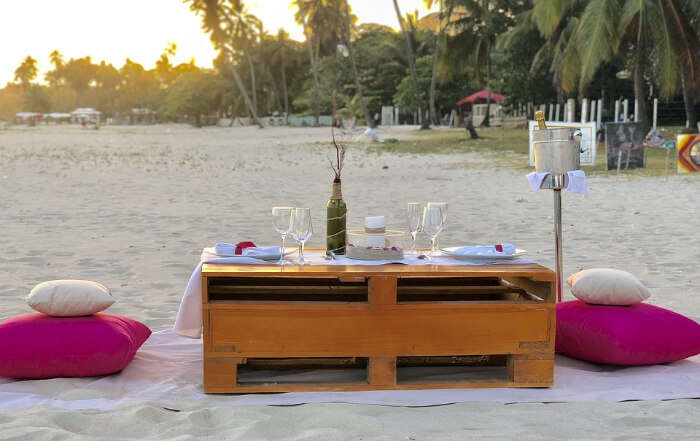 Romantic dinner on the beach