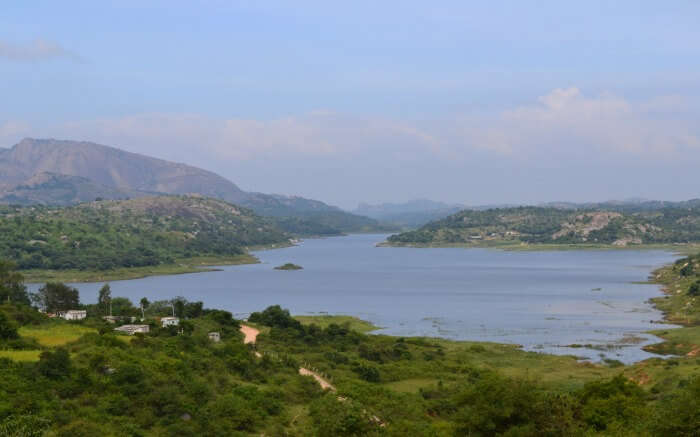 Savandurga Hill overlooking a beuatiful lake