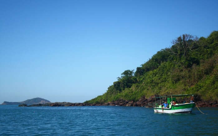 a boat on blue waters of Grand Island