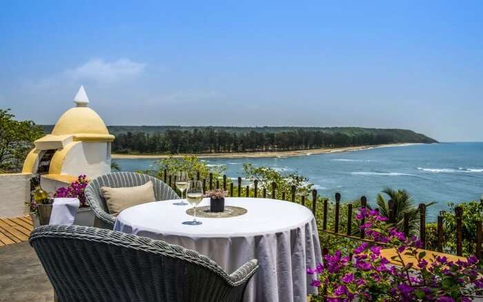 a romantic terrace overlooking the Arabian sea