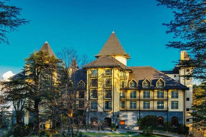 Beautiful view of Windflower Hall in Shimla on a beautiful day