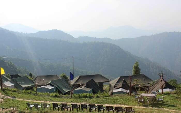 A glorious view of Kanatal Orchid Camps overlooking the vast mountains in Kanatal1 