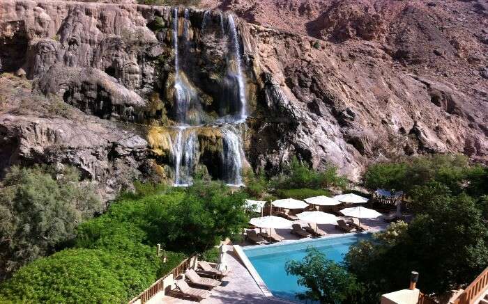 The free flowing water of Ma’in Hot Springs in Jordan