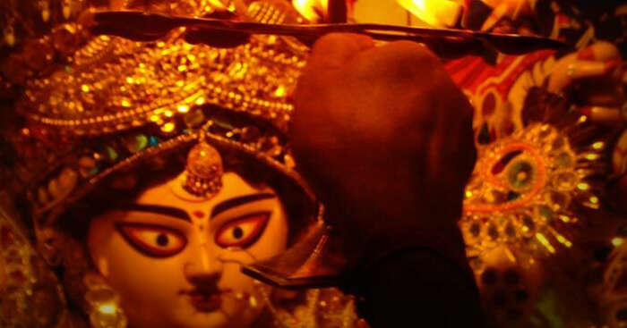 Aarti of maa Durga during Kolkata Durga Puja celebrations
